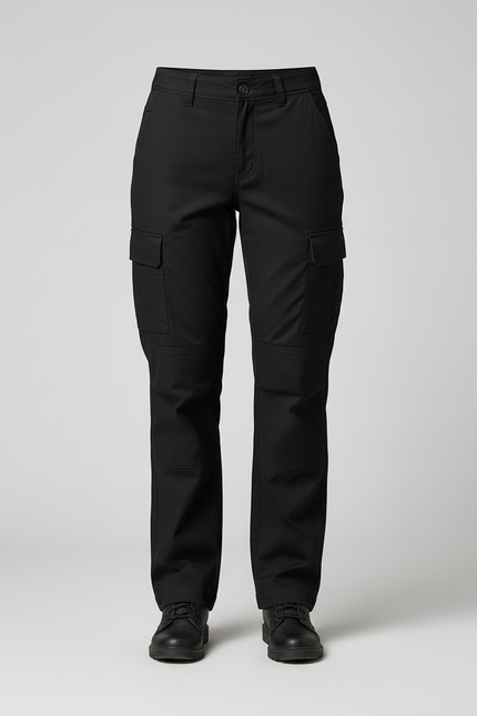 Pantalon Cargo Noir Coupe Droite Multipoches Femme - Toile - vue 3