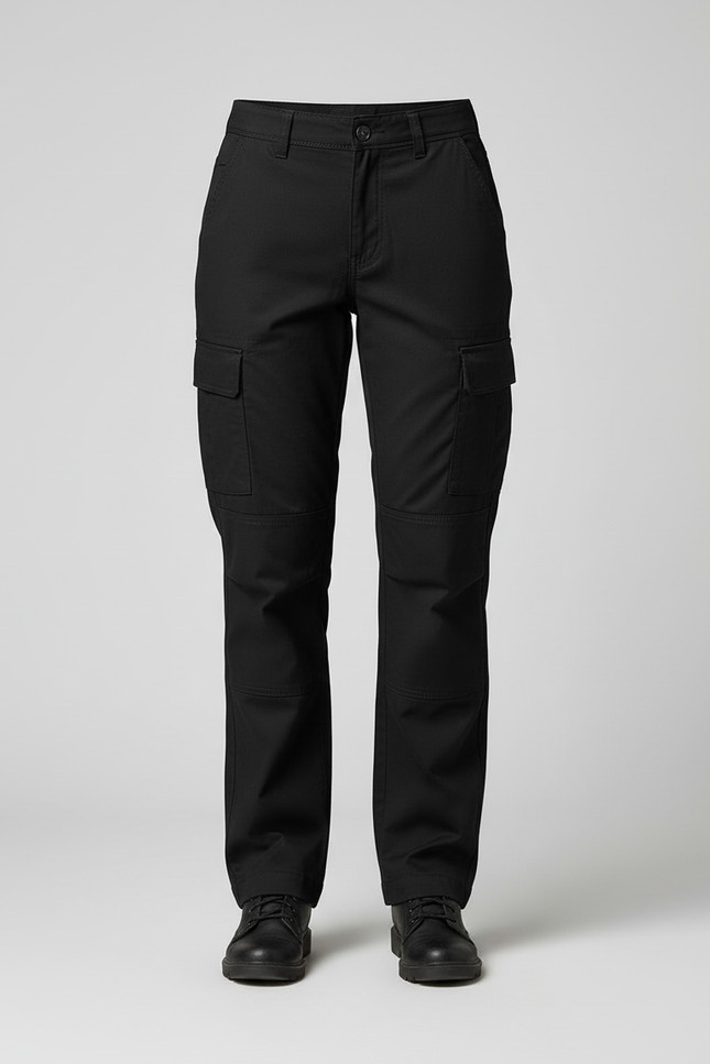 Pantalon Cargo Noir Coupe Droite Multipoches Femme - Toile - vue 3