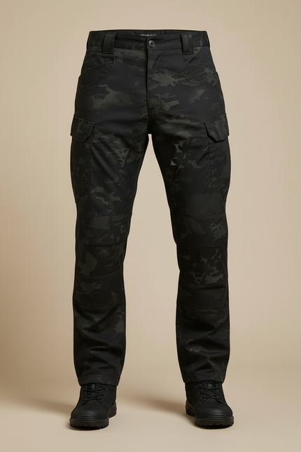 Pantalon Cargo Noir Camouflage Tactique Multipoches Homme - Polyester - vue 3