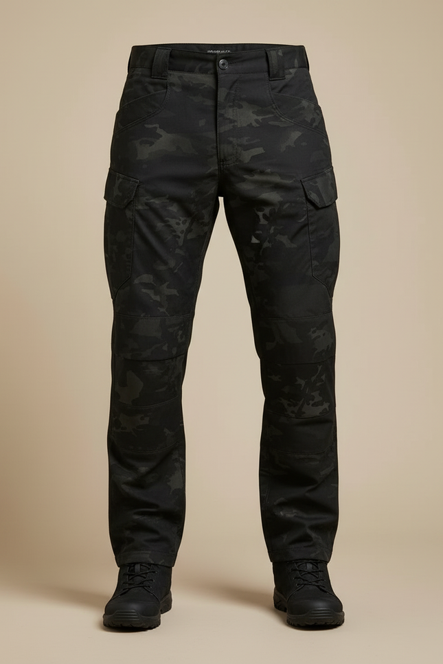 Pantalon Cargo Noir Camouflage Tactique Multipoches Homme - Polyester - vue 3