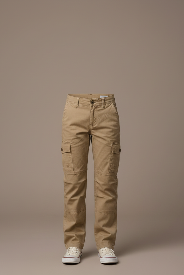 Pantalon Cargo Kaki Coton Multipoches Enfant Décontracté - Toile - vue 3