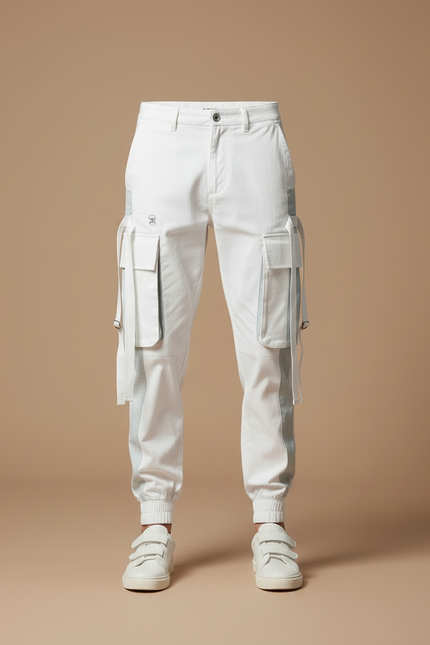 Pantalon Cargo Blanc - Toile - vue 3