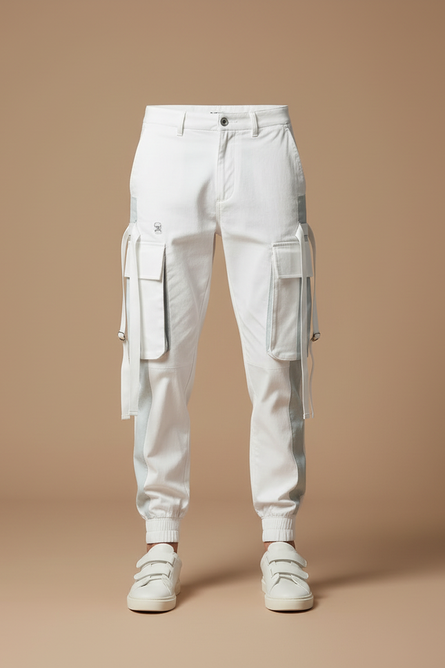 Pantalon Cargo Blanc - Toile - vue 3