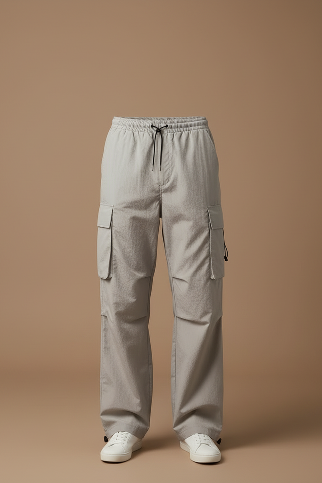 Pantalon Cargo Gris Ample Décontracté Léger Multi-Poches - Polyester - vue 3