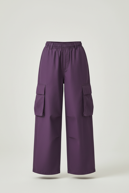 Pantalon Cargo Violet Ample Décontracté Streetwear Fille - Toile - vue 3