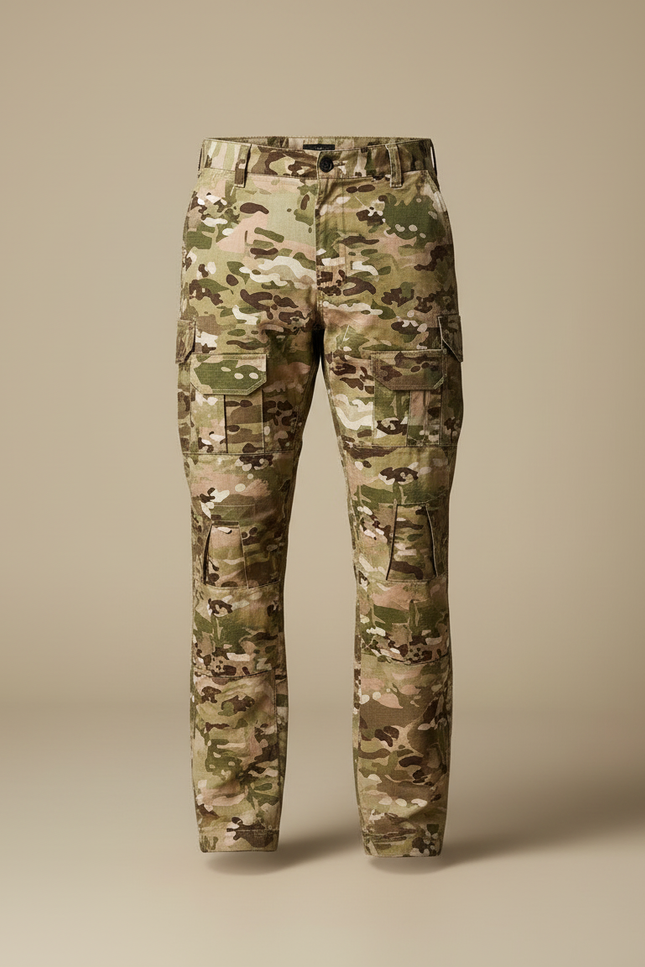 Pantalon Cargo Camouflage Militaire Multi-Poches Tactique Homme - Multicolore Toile - vue 3