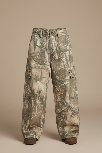 Pantalon Cargo Camouflage Ample Enfant Décontracté Multipoches - Multicolore Toile - vue 3