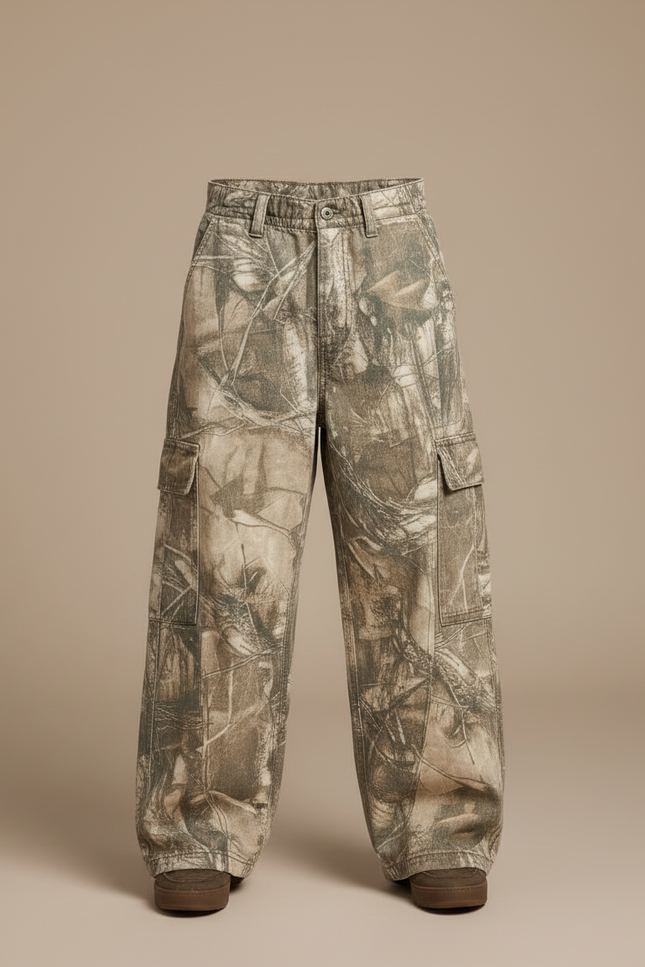 Pantalon Cargo Camouflage Ample Enfant Décontracté Multipoches - Multicolore Toile - vue 3