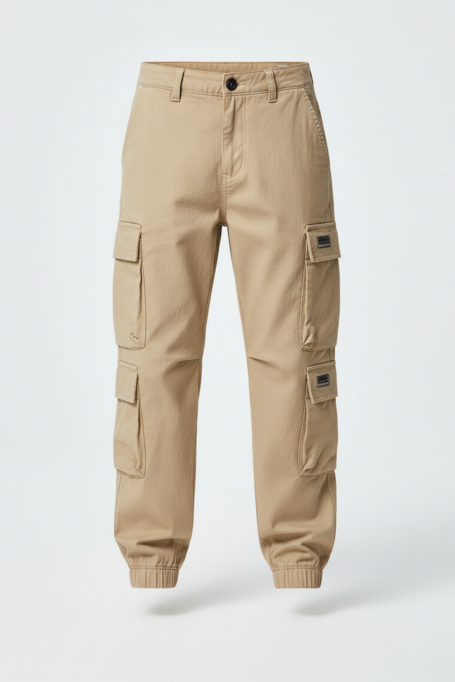 Pantalon Cargo Beige Enfant Coton Ample Multipoches - vue 3