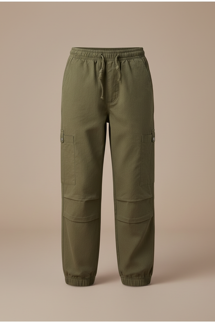 Pantalon Cargo Kaki Ample Décontracté Enfant Coton - Toile - vue 3