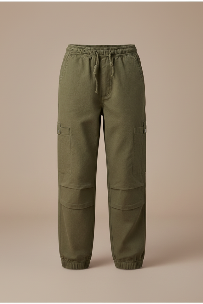 Pantalon Cargo Kaki Ample Décontracté Enfant Coton - Toile - vue 3