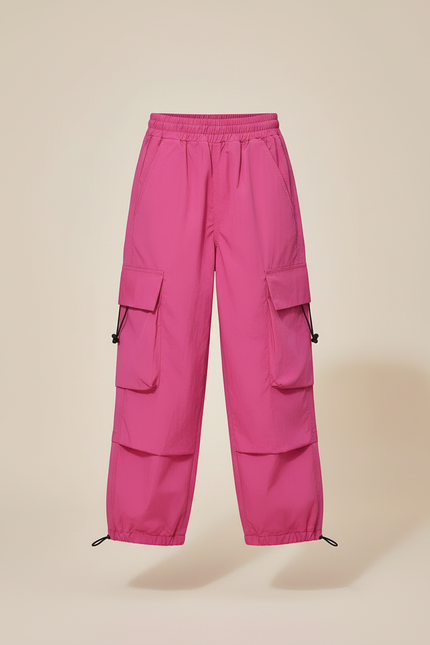Pantalon Cargo Rose Ample Enfant Poches Streetwear - Polyester - vue 3