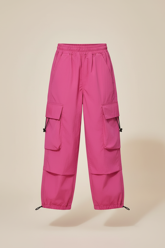 Pantalon Cargo Rose Ample Enfant Poches Streetwear - Polyester - vue 3