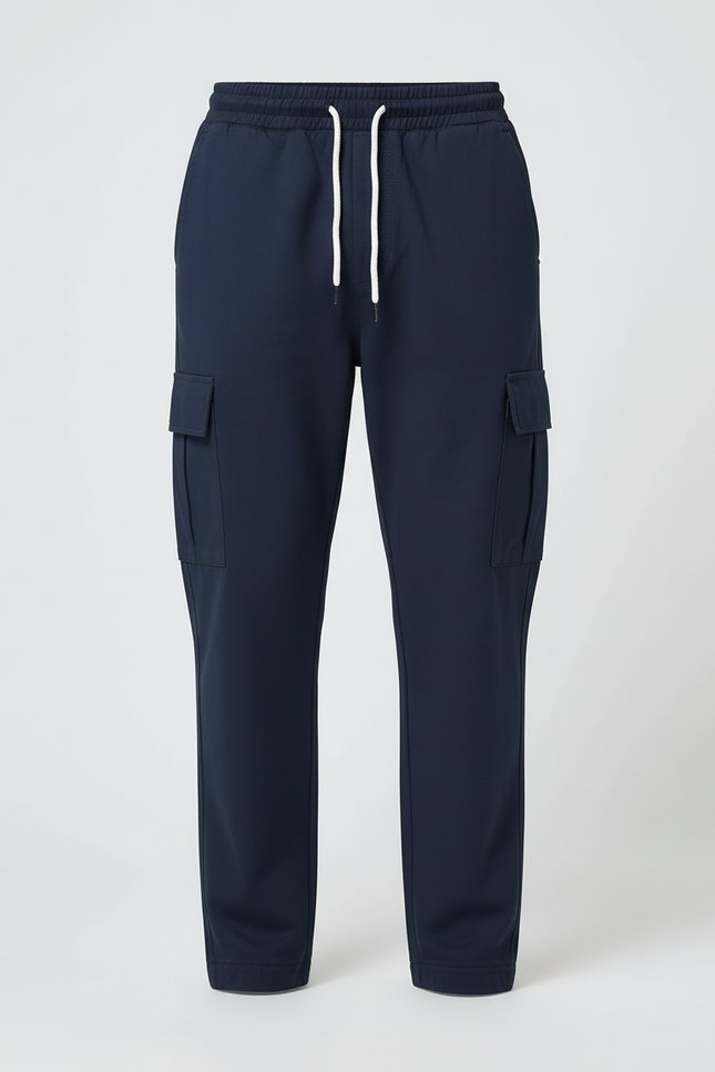 Pantalon Cargo Homme Bleu Marine Décontracté Multipoches Élastique - Polyester - vue 3