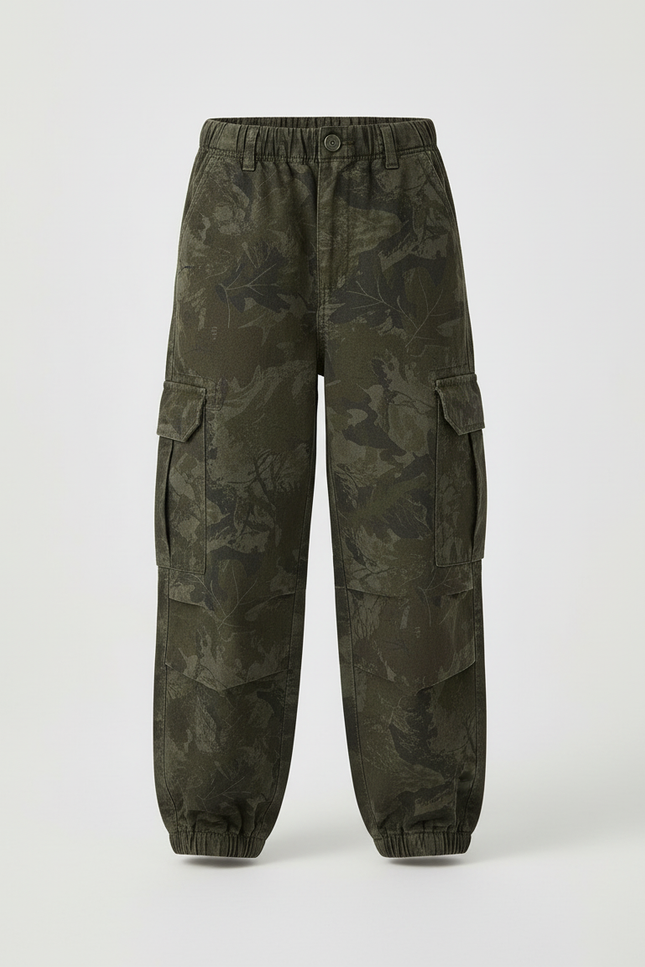 Pantalon Cargo Camouflage Vert, Ample, Enfant - Coton - vue 3