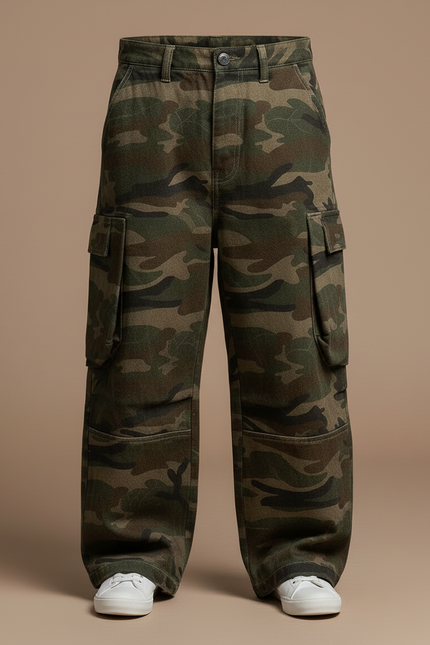 Pantalon Cargo Camouflage Ample Décontracté Enfant - Imprimé Molleton - vue 3