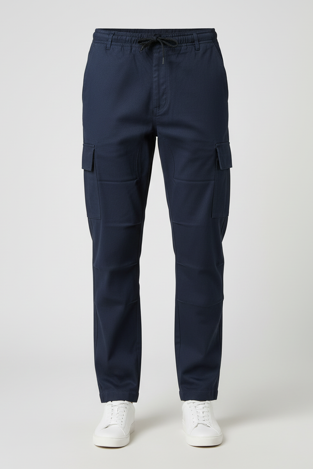 Pantalon Cargo Homme Bleu Marine Coton Ample Décontracté - Toile - vue 3