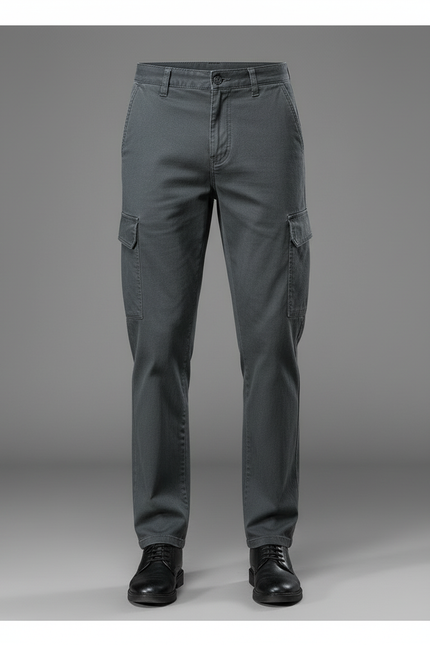 Pantalon Cargo Gris Coton Multipoches Homme Décontracté - vue 3