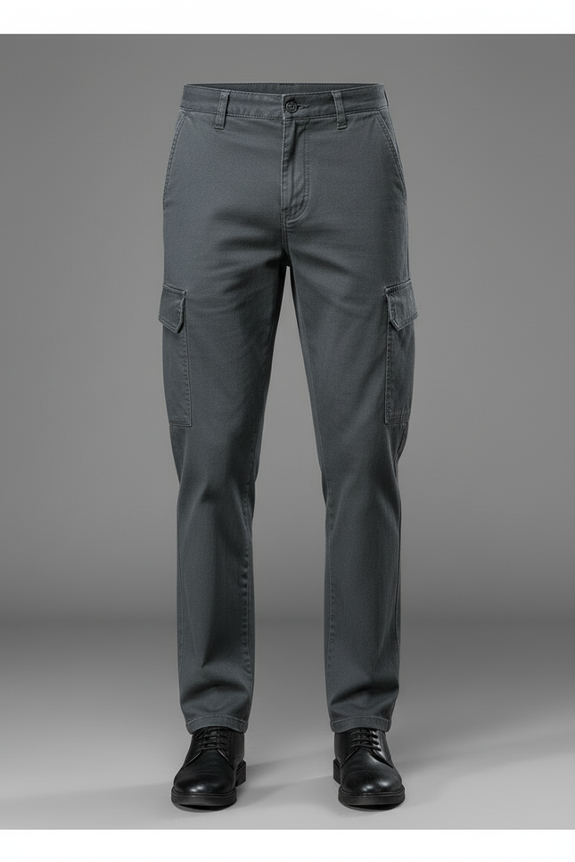 Pantalon Cargo Gris Coton Multipoches Homme Décontracté - vue 3