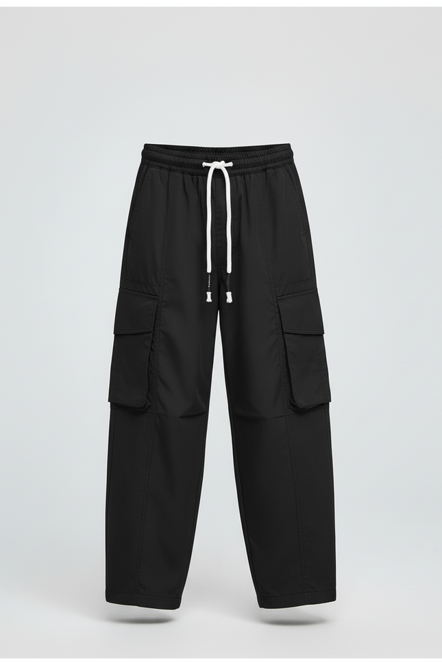 Pantalon Cargo Noir Ample Décontracté Enfant Léger - Polyester - vue 3