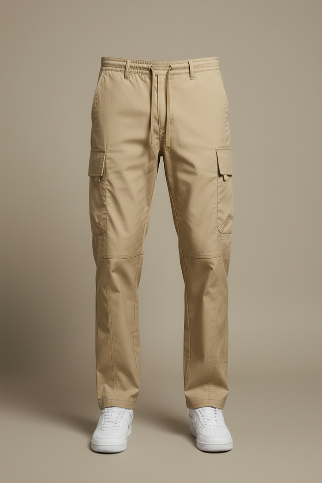 Pantalon Cargo Homme Beige Droit Multipoches Décontracté - Toile - vue 3