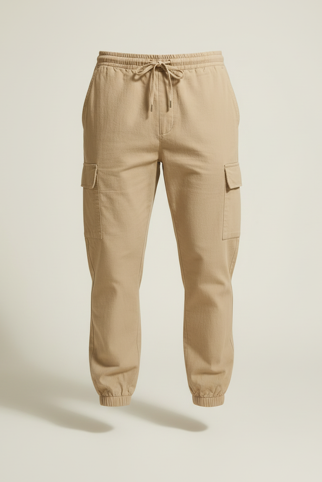 Pantalon Cargo Beige Léger Coton Multipoches Décontracté - vue 3