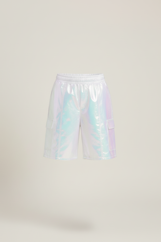 Pantalon Cargo Holographique Brillant Fluide Fille - Multicolore Polyester - vue 3