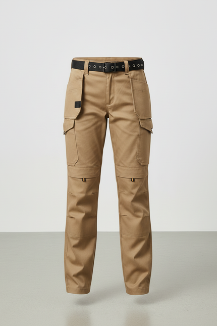 Pantalon Cargo Beige, Ample, Multi-Poches, Décontracté - Gabardine - vue 3