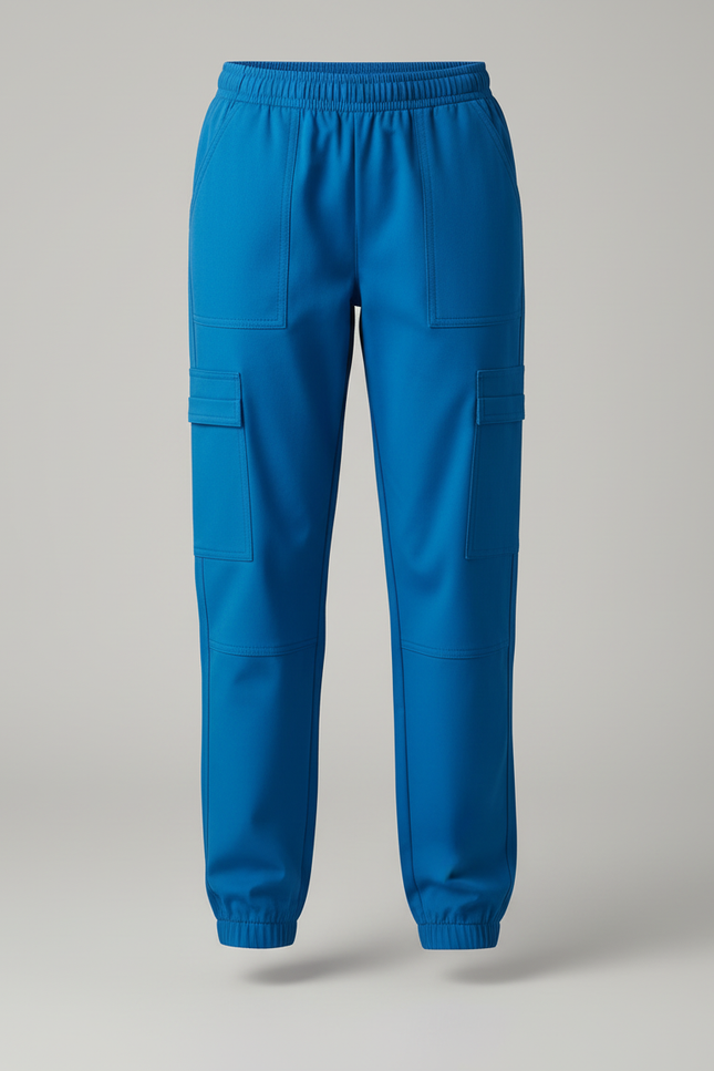 Pantalon Cargo Bleu Ample Coton Multi-Poches Enfant - vue 3