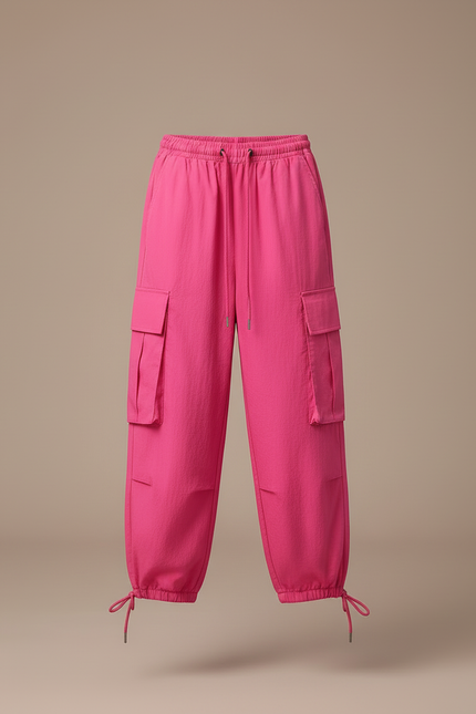 Pantalon Cargo Rose Ample Décontracté Streetwear Fille - Toile - vue 3