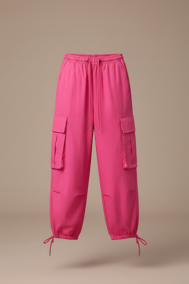 Pantalon Cargo Rose Ample Décontracté Streetwear Fille - Toile - vue 3