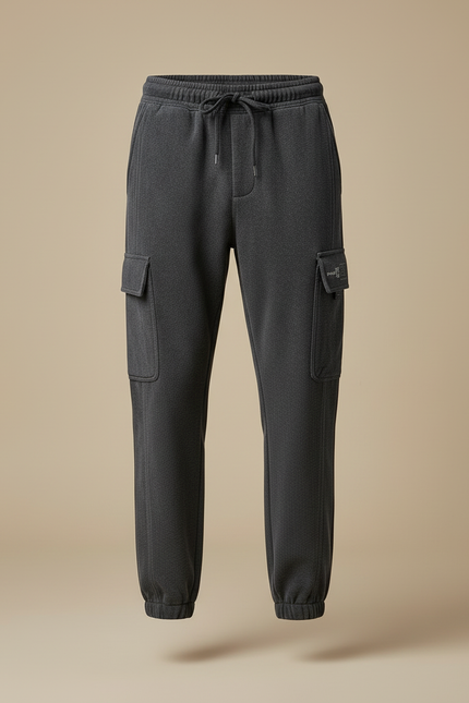 Pantalon Cargo Gris Ample Molletonné Homme Cordon - vue 3