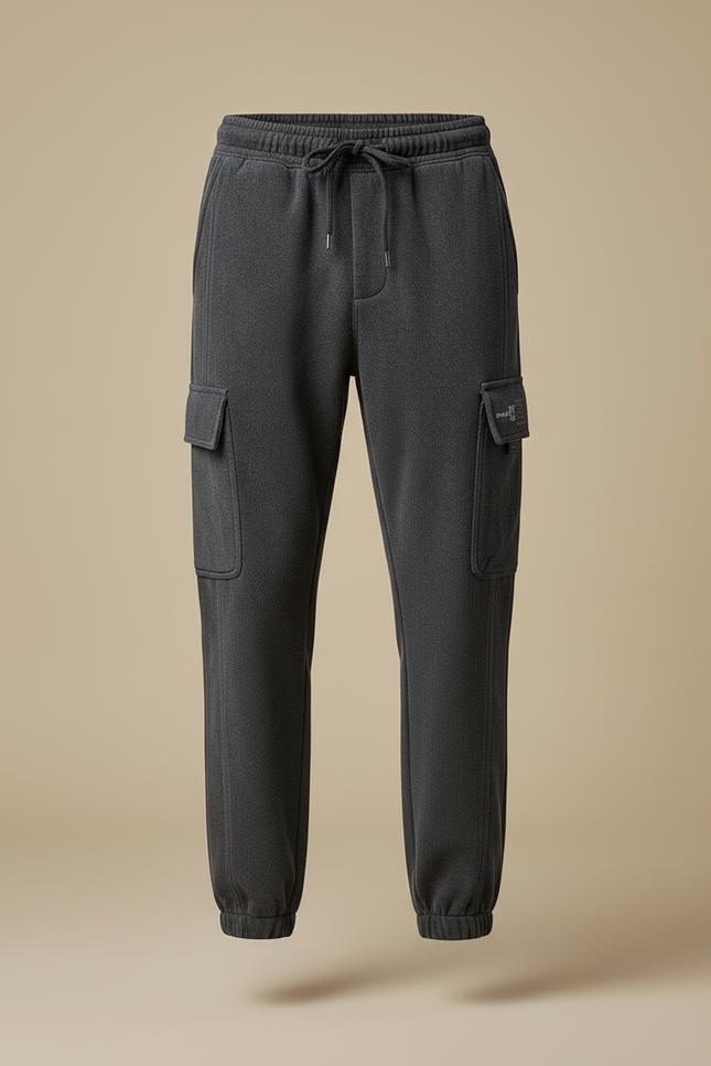 Pantalon Cargo Gris Ample Molletonné Homme Cordon - vue 3