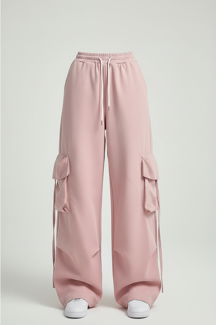 Pantalon Cargo Rose Ample Taille Haute Streetwear - Molleton - vue 3