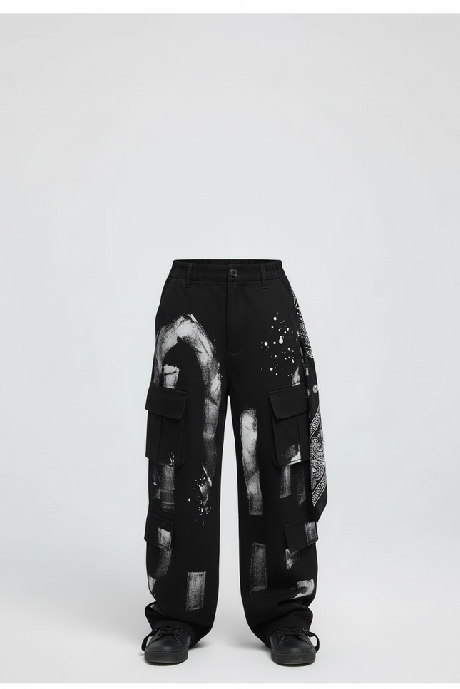 Pantalon Cargo Noir Ample Graffiti Garçon - Toile - vue 3