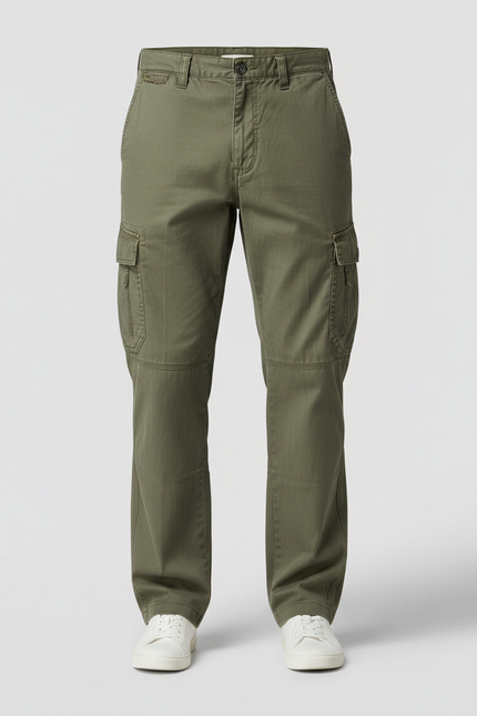 Pantalon Cargo Vert Olive Coton Ample Décontracté Homme - Kaki - vue 3