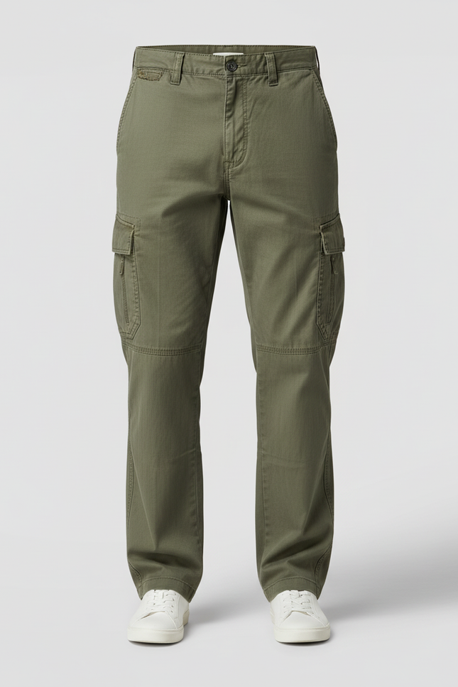 Pantalon Cargo Vert Olive Coton Ample Décontracté Homme - Kaki - vue 3