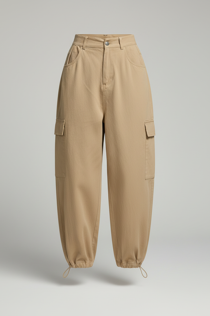 Pantalon Cargo Beige Ample Multipoches Décontracté - Coton - vue 3