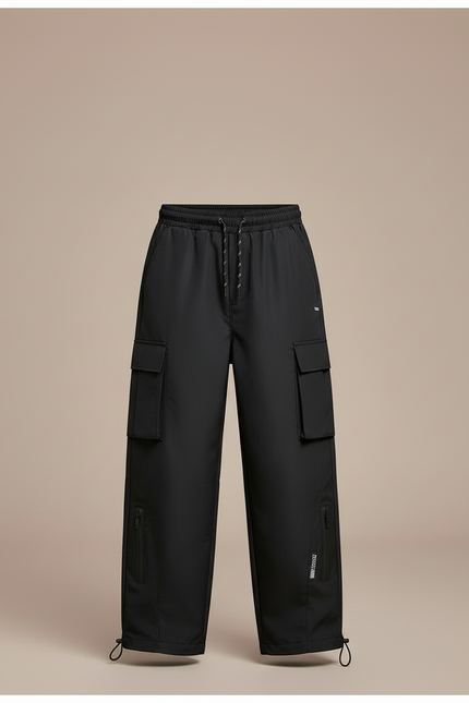 Pantalon Cargo Noir Fluide Décontracté Enfant Multipoches - Polyester - vue 3