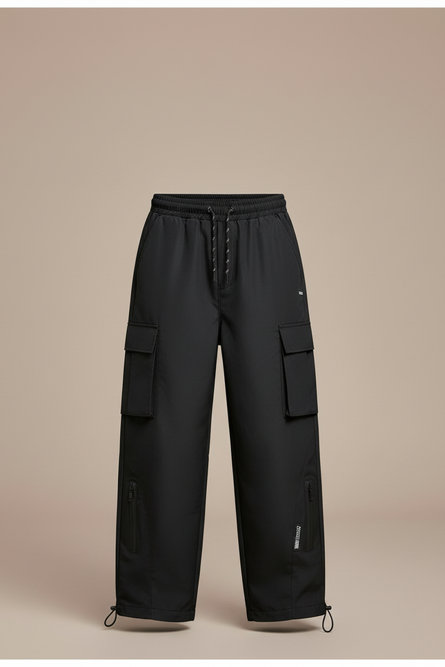 Pantalon Cargo Noir Fluide Décontracté Enfant Multipoches - Polyester - vue 3