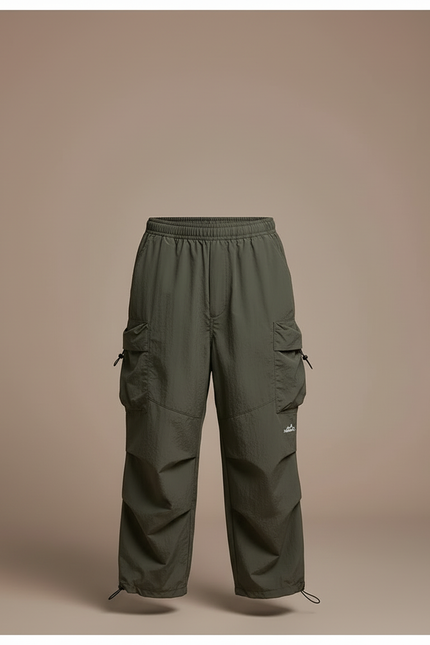 Pantalon Cargo Garçon Vert Olive Parachute - Kaki Polyester - vue 3
