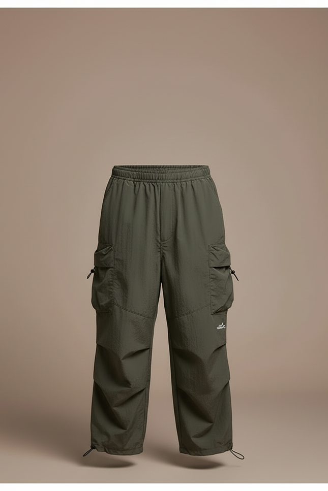 Pantalon Cargo Garçon Vert Olive Parachute - Kaki Polyester - vue 3