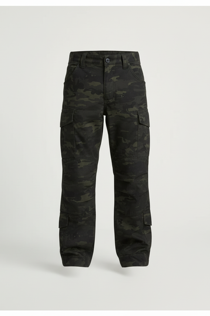 Pantalon Cargo Camouflage Militaire Enfant Multipoches Coupe Droite - Imprimé Toile - vue 3