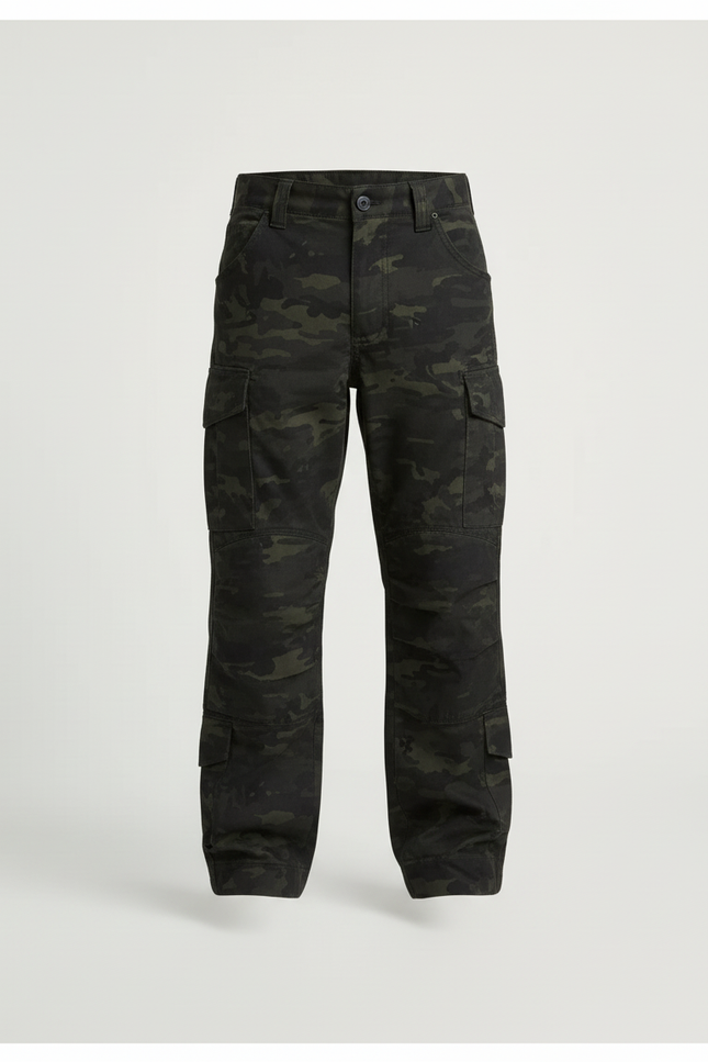 Pantalon Cargo Camouflage Militaire Enfant Multipoches Coupe Droite - Imprimé Toile - vue 3