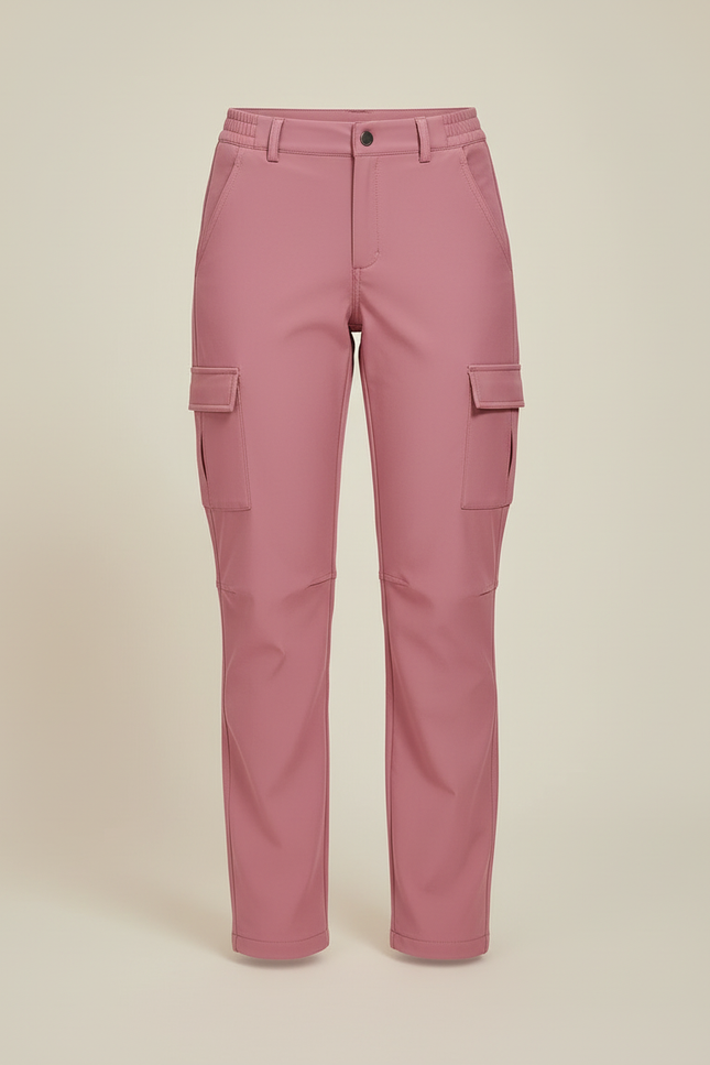 Pantalon Cargo Femme Rose Droit - Polyester - vue 3