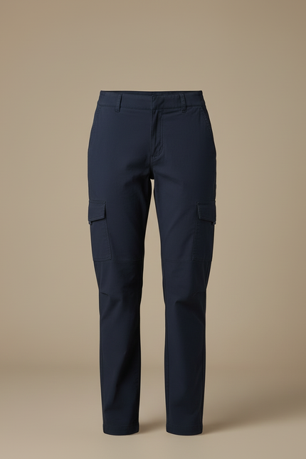 Pantalon Cargo Bleu Marine Droit Décontracté Multipoches - Toile - vue 3