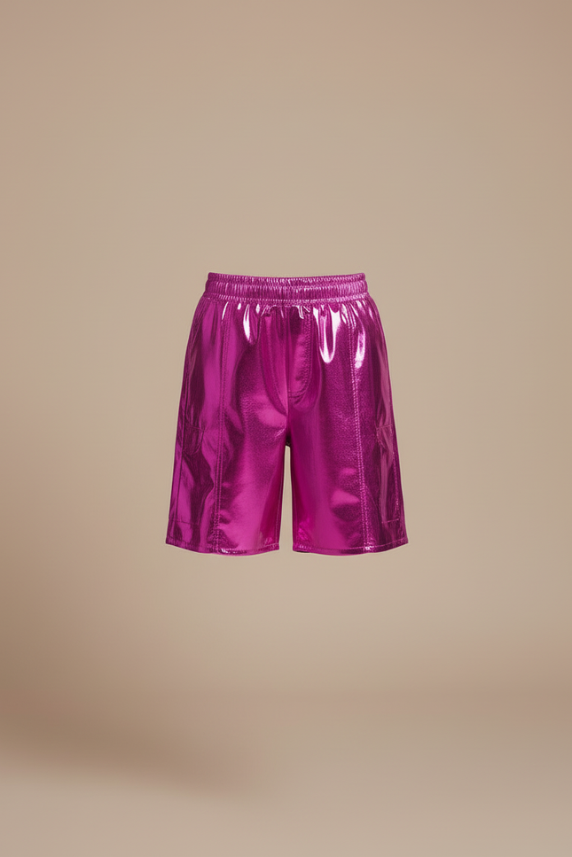 Pantalon Cargo Métallique Rose Brillant Ample Enfant - Polyester - vue 3