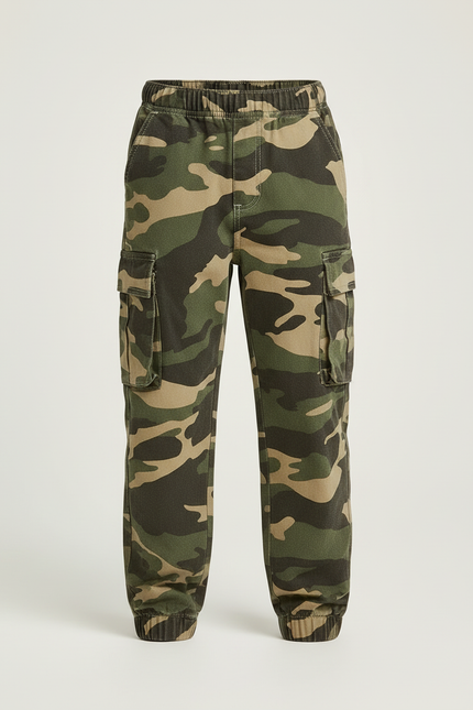 Pantalon Cargo Camouflage Ample Garçon Coton - Kaki - vue 3