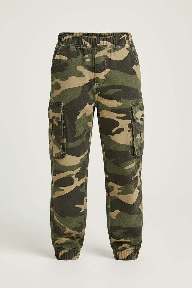 Pantalon Cargo Camouflage Ample Garçon Coton - Kaki - vue 3