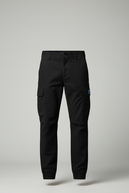 Pantalon Cargo Noir Coton Multipoches Jogger Homme - vue 3